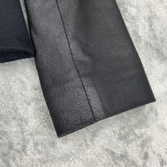 Theory Jacket Womens Size 4 Black Wool Blend Goat Leather Rory Blazer Collarless - Picture 2 of 16